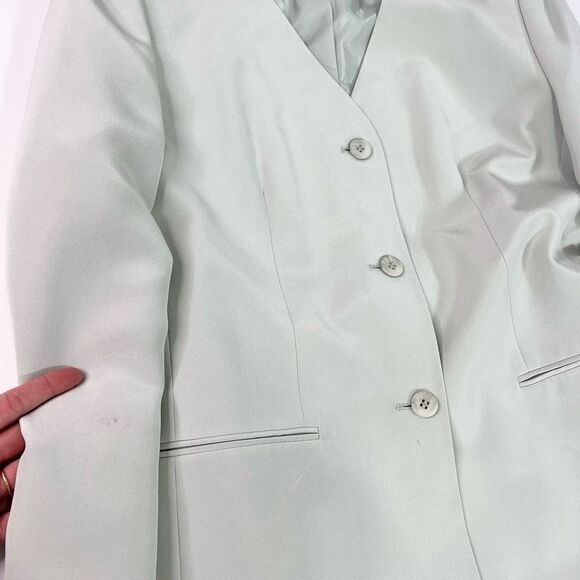 Talbots Skirt Suit Womens 8 Jacket Blazer Blue Pure Silk Career - Picture 7 of 16